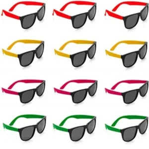 kidsco neon sunglasses - 12 pack green, orange, yellow and pink, gift, party favors, toys, goody bag favors, fun for kids