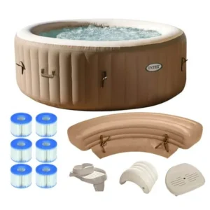 Intex Pure Spa 4-Person Inflatable Portable Hot Tub Ultimate Bundle Package