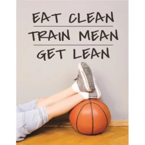 Custom Wall Decal : Eat Clean Train Mean Get Lean Sports Workout Exercise Fitness Motivation Quote Boy Girl Teen Man Women 16x24"