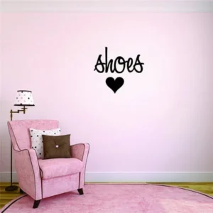 Custom Wall Decal Sticker Heart Shoes Teen Girls Fashion Wardrobe Bedroom Closet Quote Home Decor 18 x 18"