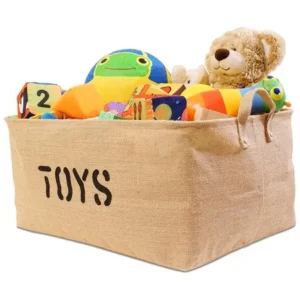 XXLarge Jute 'TOYS' 22'Long x 15'Wide ( 3 SIZES) Storage Bin (NEW! Thicker stronger Jute) - Storage Baskets for organizing Baby Toys, Kids Toys, Baby Clothing, Children Books, Gift Baskets