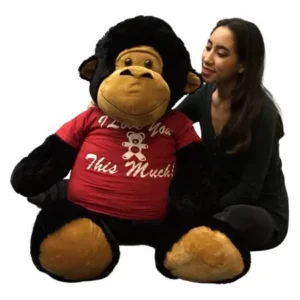 Romantic Big Stuffed Gorilla 48 Inches Soft Black 4 Feet Tall I Love You This Much