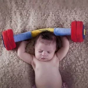 WOD Toys Baby Barbell Plush - Safe, Durable Fitness Toy for Newborns, Infants and Babies