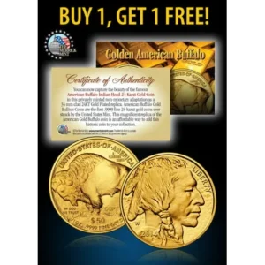 24K Gold Plated 2017 AMERICAN GOLD BUFFALO Indian Coin * BUY 1 GET 1 FREE * BOGO
