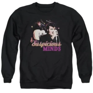 ELVIS/SUSPICIOUS MINDS - ADULT CREWNECK SWEATSHIRT - BLACK - 2X