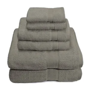 6 Piece Premium Egyptian Cotton Towel Set, Bath Towels, Hand Towels, Wash Cloths - Gray
