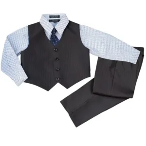 Boys Formal Suit Set - Vest Shirt Pants and Matching Tie Dress Wear Outfit By Caldore