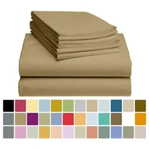 6 PC LuxClub Bamboo Sheet Set w/ 18 inch Deep Pockets - Eco Friendly, Wrinkle Free, Hypoallergentic, Antibacterial, Fade Resistant, Silky, Stronger & Softer than Cotton - Dark Khaki Queen