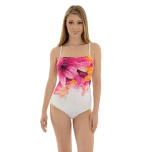 Christina Womens One Piece Bathing Suit White Pink Orange Watercolor Floral
