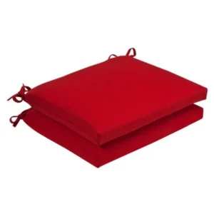 Pillow Perfect Outdoor/ Indoor Pompeii Red Squared Corners Seat Cushion (Set of 2)