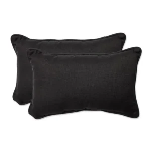 Pillow Perfect Outdoor/ Indoor Tweed Black Rectangular Throw Pillow (Set of 2)