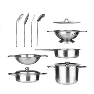 The Best 11 Pieces Kitchen Pretend Toys Stainless Steel Cookware Playset For Kids