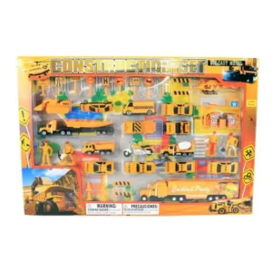 Construction Crew 4 Piece Mini Toy Diecast Vehicle Play Set, Comes with Street Play Mat, Variety of Vehicles and Figures