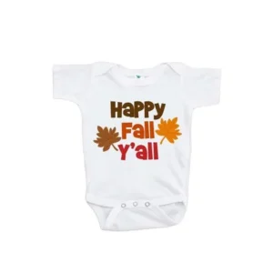 Custom Party Shop Baby Boy's Happy Fall Y'all Onepiece - Orange and Brown / 12-18 Month Onepiece