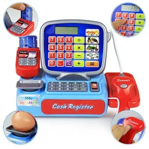 Modern Electronic Multi Functional Supermarket Cash Register Toy for kids with Touch Screen,Mic,Scanner Credit Card Reader Lights and Sound