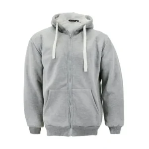 Men's Heavyweight Thermal Zip Up Hoodie Warm Sherpa Lined Sweater Jacket (Light Grey, 2XL)