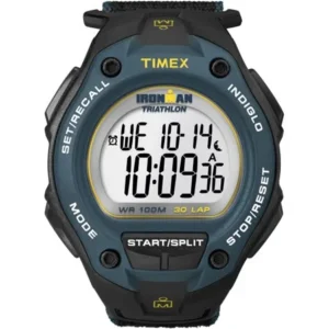 Timex Men's Ironman Classic 30 Oversized Black/Blue Watch, Fast Wrap Strap