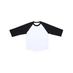 Ola Mari Unisex Kids Raglan 3/4 Sleeve Baseball T Shirt, White/Black, XX Small