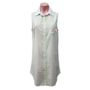 LAUREN Ralph Lauren Women's Sleeveless Cotton Nightshirt (Green Gingham, M)