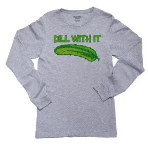 Dill With It - Funny Pickle Deal With It Boy's Long Sleeve Grey T-Shirt