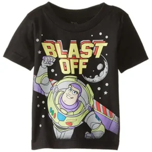 Disney Little Boys' Toddler Toy Story Buzz Blast Off T-Shirt, Black, 2T