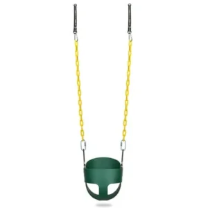 Children's Full Bucket Swing With fully Coated Chain - Green