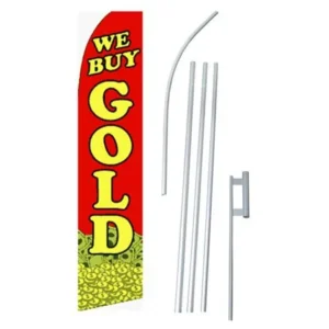 NeoPlex We Buy Gold Coin Polyester 15' x 2'6 Flag Set