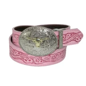 Girls' Pink to Brown Reversible Western Belt, Size: Small