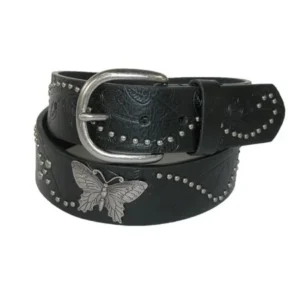 Girls' Vintage Floral Print Belt with Butterfly Conchos