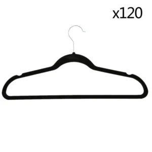 Black 120 packs Heavy Duty Non-Slip Clothes Hangers Velvet Space Saving Shirts Hangers Set in Bulk Sale