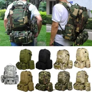 Outdoor Climbing Backpack Rucksacks Sport Camping Travel Combination Bag Khaki On Sale