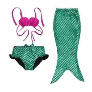 Kids Girls Fancy Mermaid Tail Bikini Set Swimwear Swimsuit Swimming Costume GreenPurple 100cm GreenPurple 100cm