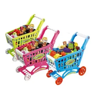 Mini Shopping Cart Gery Grocery Food Fun Toy Prentend Play Playset Great Gift for Kid (Color is random)