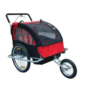 2-in-1 Double Child Baby Bike Trailer and Stroller - Red
