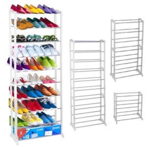 30 Pair Shoe Rack, 10 Tier Tower Rack Stand Space Saving Storage Organizer White