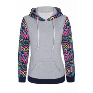 Women Cotton Blend Hoodie Long Sleeve Print Casual Fashion Hooded Pullover DEAML