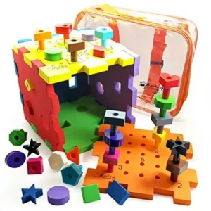 Shape Sorter Activity Cube Peg Board Set Busy Box by Skoolzy
