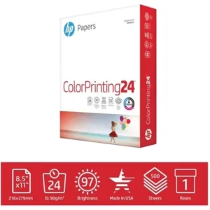 HP Printer Paper, Color Printing 24lb, 8.5x11, 1 Ream, 500 Sheets