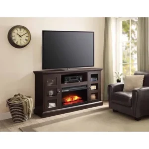 Whalen Media Fireplace Console for TVs up to 70", Dark Rustic Brown