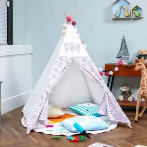 LoveTree 4-Pole Teepee Kids Indoor Princess Castle Play House Tent, Pink / Panda