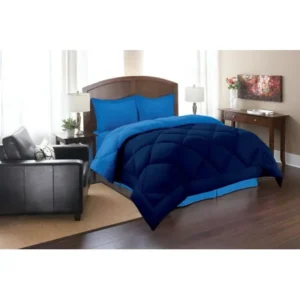 Elegant Comfort Â® Goose Down Alternative Reversible 3pc Comforter Set- Available In A Few Sizes And Colors , Full/Queen, Navy/Aqua