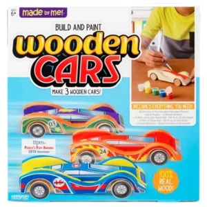 Made By Me Build and Paint Wooden Cars, 3 Race Cars, 6+