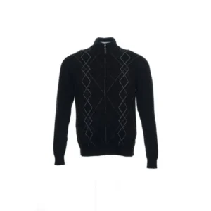 Tasso Elba Collezione Men's Black Argyle Full Zip Sweater