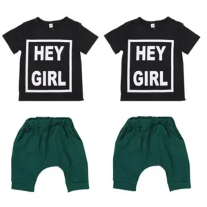 Cute Baby Boys 2Pcs Set Short Sleeve T-shirt Tops + Shorts Pants Toddler Kids Outfits