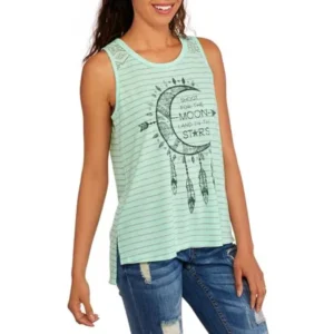 Juniors' Striped Graphic Tank