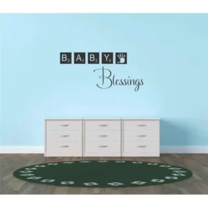 Decal Vinyl Wall Sticker : Baby Blessings Blocks Toys New Born Boy Girl Nursery Life Celebration Quote 12x26