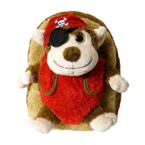 Childrens Super Soft Bags Mozlly Brown Pirate Monkey Plush Backpack (2pc Set)