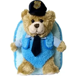 Childrens Super Soft Bags Mozlly Blue Police Chief Bear Plush Backpack (2pc Set)