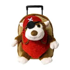 Childrens Luggage and Bags Mozlly Brown Pirate Monkey Plush Roller Backpack (2pc Set)