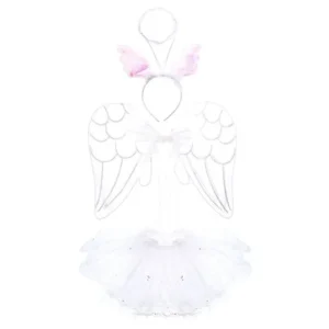 Pretend Play Dress Up White Angel Childrens Tutu Costume Set (3pc Set)